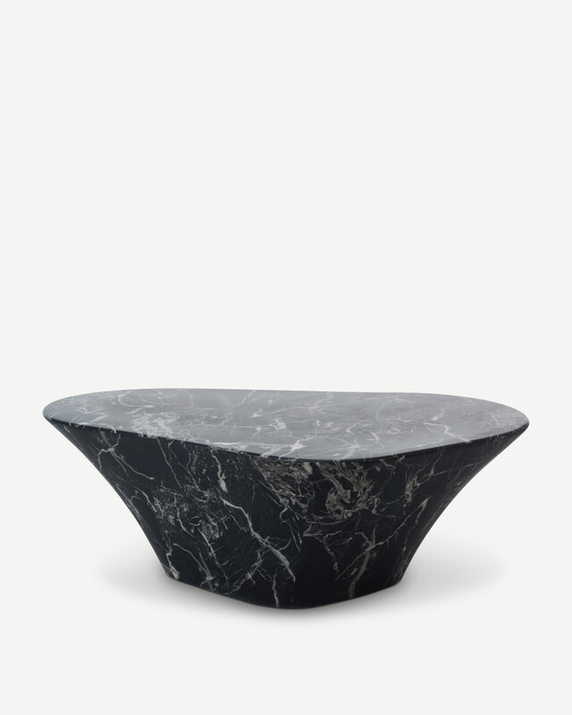 Coffee table oval marble look white, Black, pdp