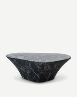 Coffee table oval marble look white, Black, small