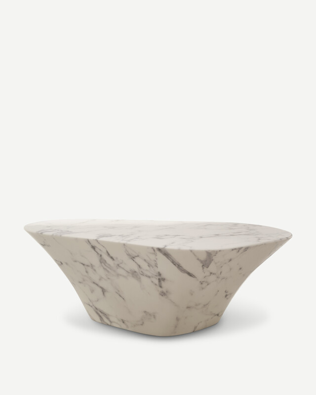 Coffee table oval marble look white, White, pdp